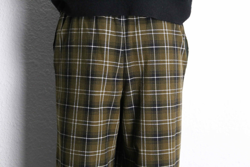 brown check wide easy pants