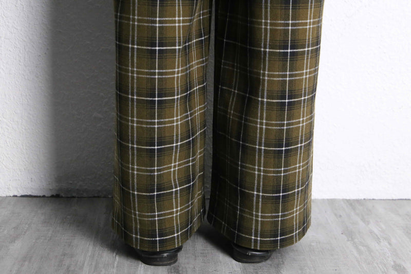 brown check wide easy pants