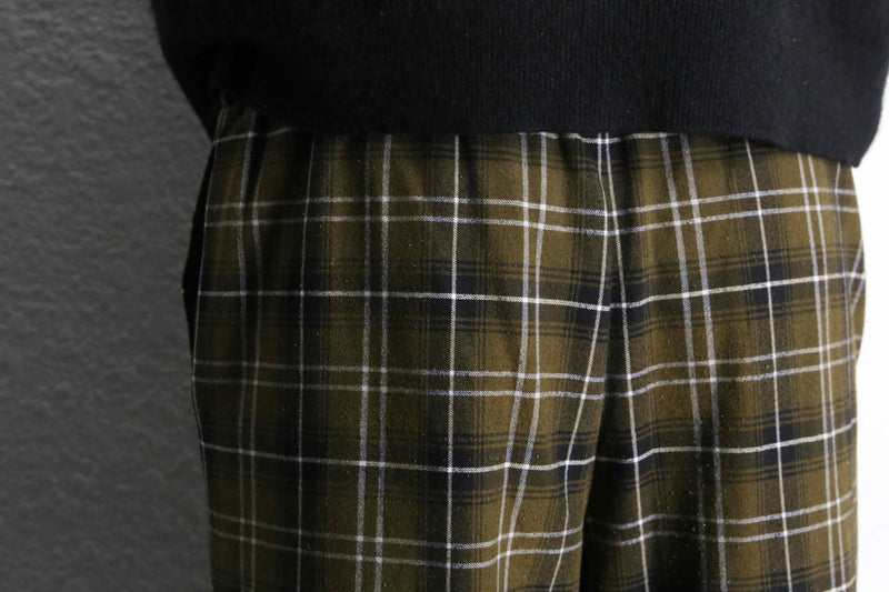 brown check wide easy pants