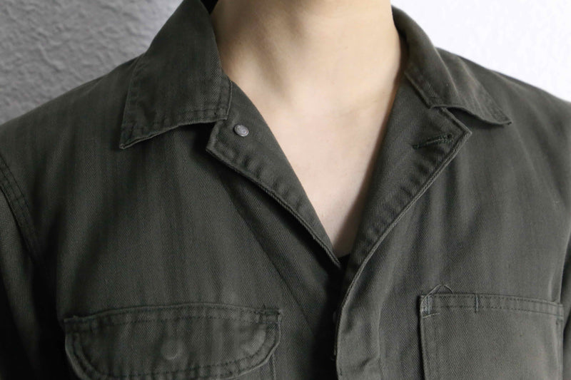 70’s khaki herringbone pattern jump suit