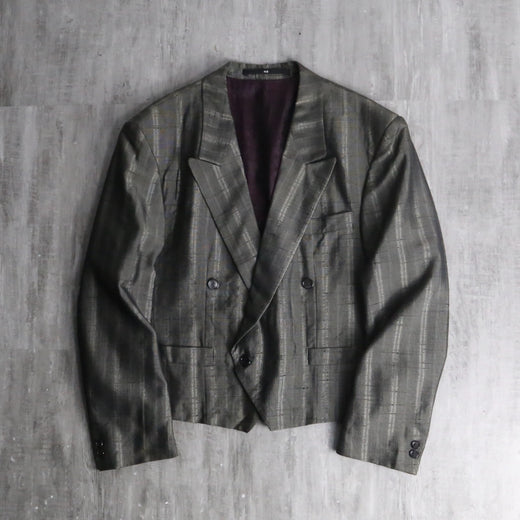 metallic check double spencer jacket