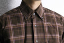 "Pierre Cardin" chocolate brown tartan check shirt