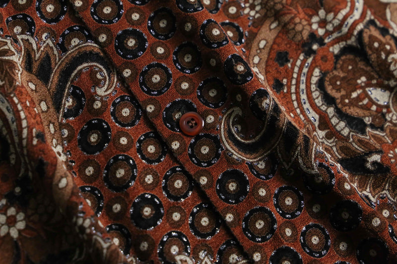 PRONTI all over pattern open collar S/S shirt