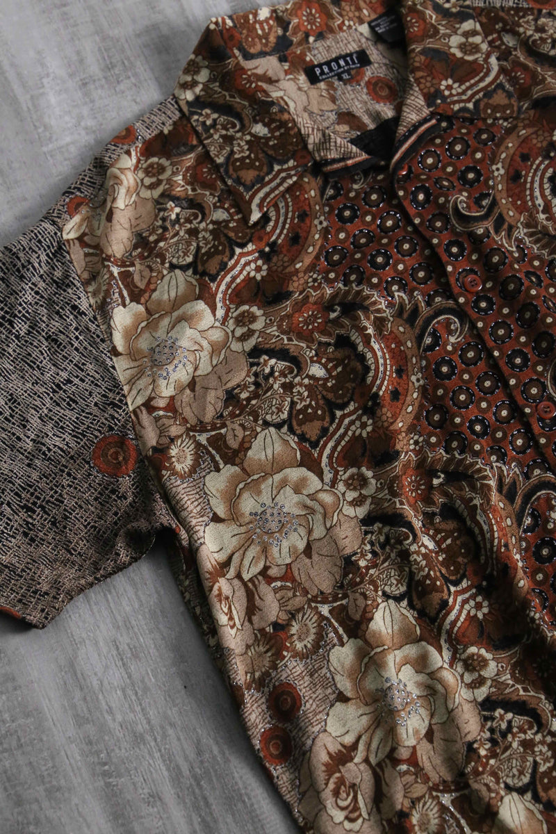 PRONTI all over pattern open collar S/S shirt