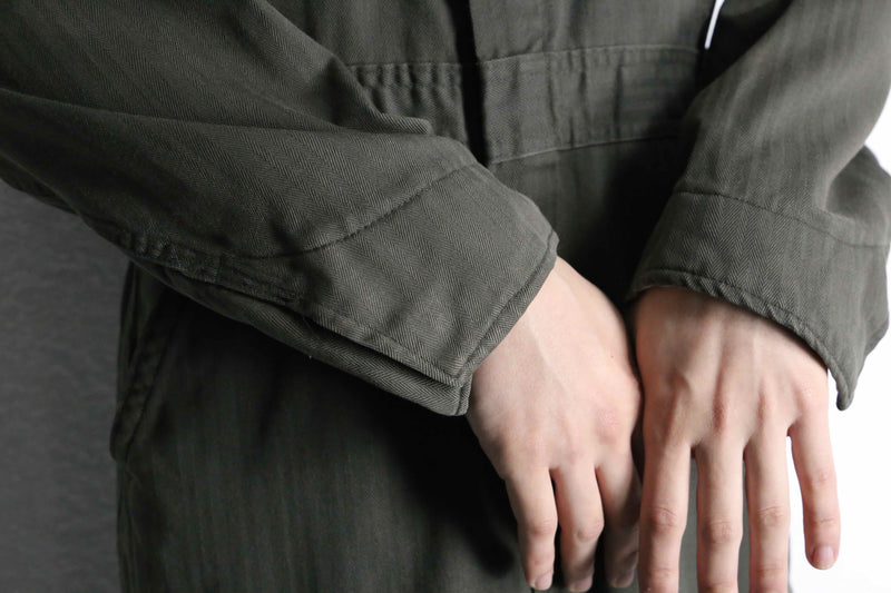 70’s khaki herringbone pattern jump suit