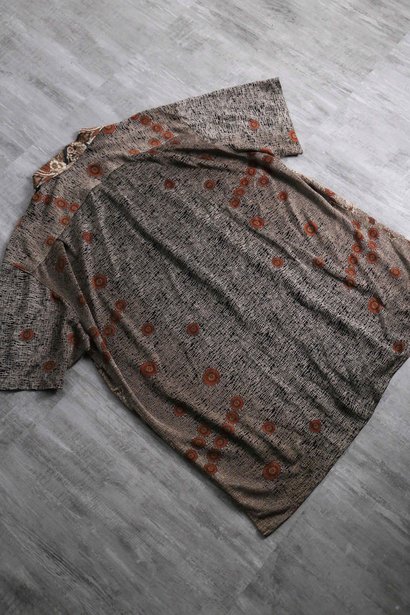 PRONTI all over pattern open collar S/S shirt