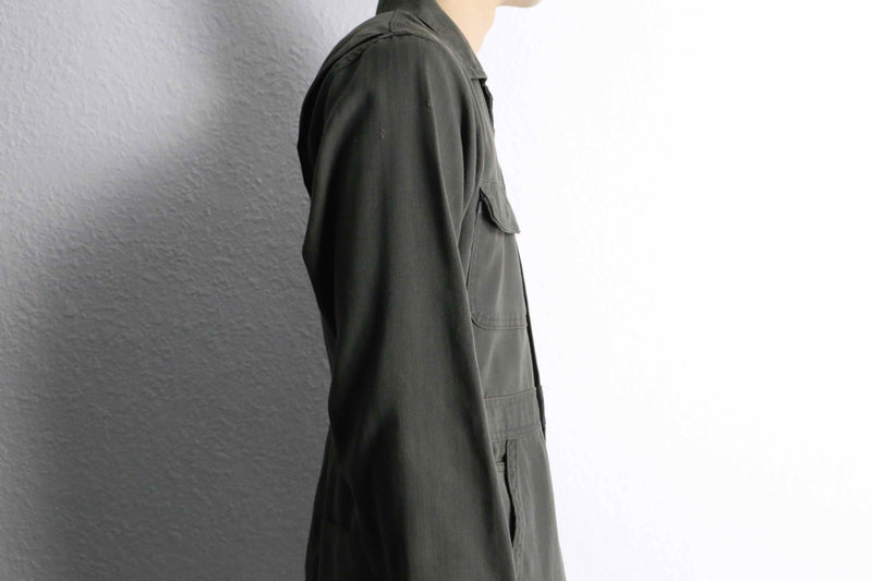 70’s khaki herringbone pattern jump suit