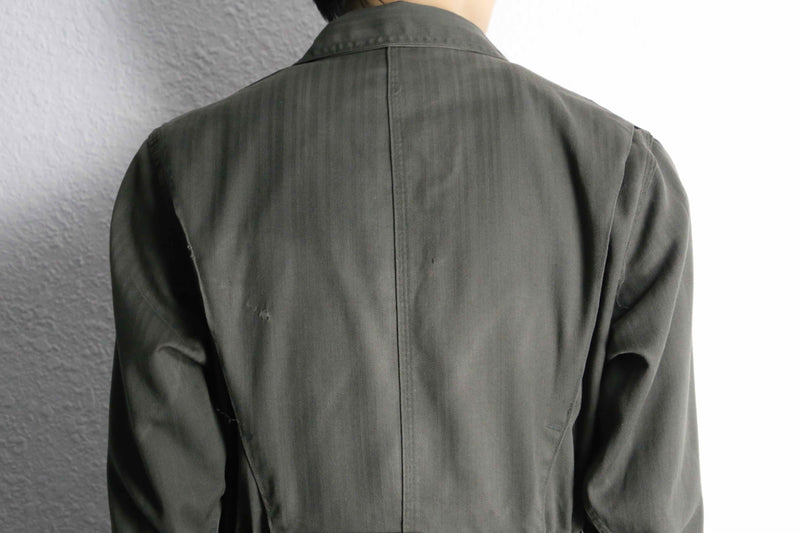 70’s khaki herringbone pattern jump suit