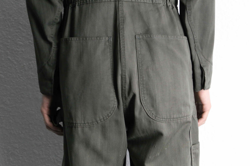 70’s khaki herringbone pattern jump suit
