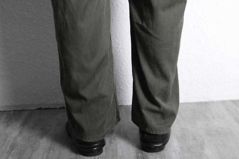 70’s khaki herringbone pattern jump suit