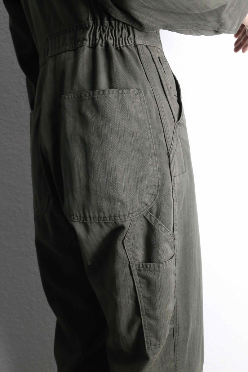 70’s khaki herringbone pattern jump suit