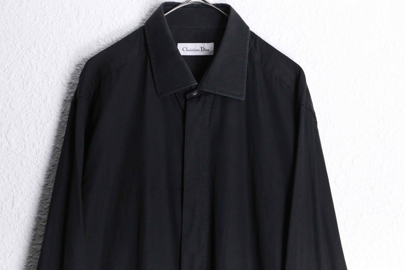 "Christian Dior" black cotton double cuffs L/S shirt