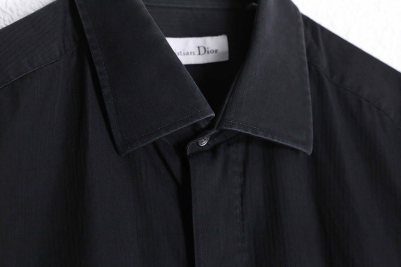 "Christian Dior" black cotton double cuffs L/S shirt