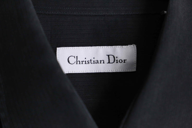 "Christian Dior" black cotton double cuffs L/S shirt