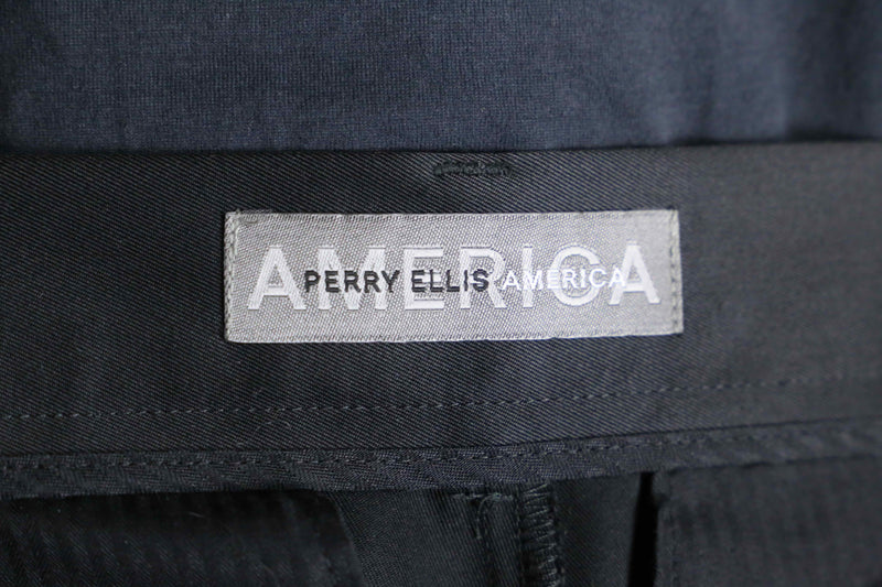 “PERRY ELLIS AMERICA” black 2 tuck wide slacks