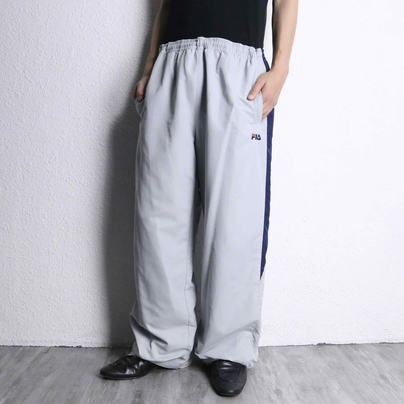 “FILA” navy×gray color track pants
