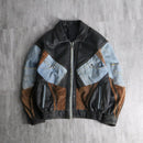mulch fabric patchwork leather blouson