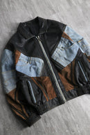 mulch fabric patchwork leather blouson