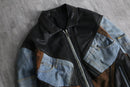 mulch fabric patchwork leather blouson