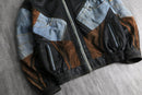 mulch fabric patchwork leather blouson