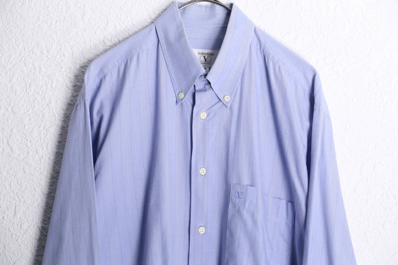 "VALENTINO" light blue stripe cotton L/S shirt