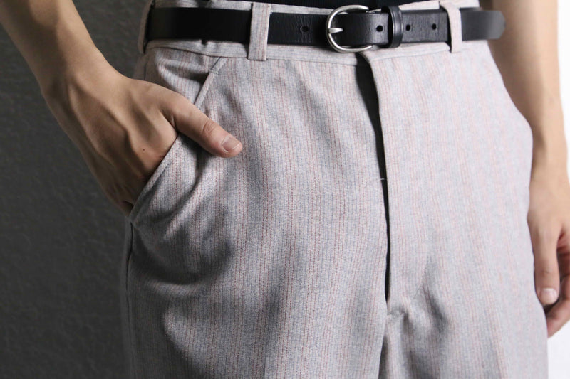 light gray stripe boots cut slacks
