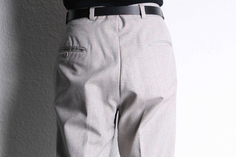 light gray stripe boots cut slacks