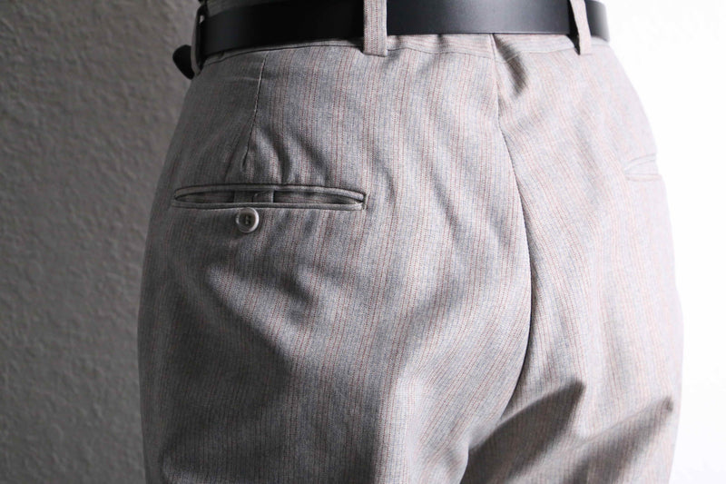 light gray stripe boots cut slacks