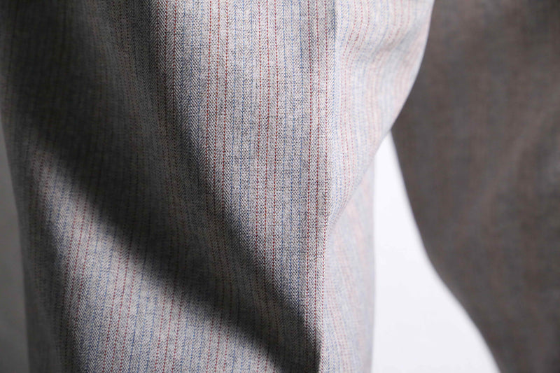 light gray stripe boots cut slacks