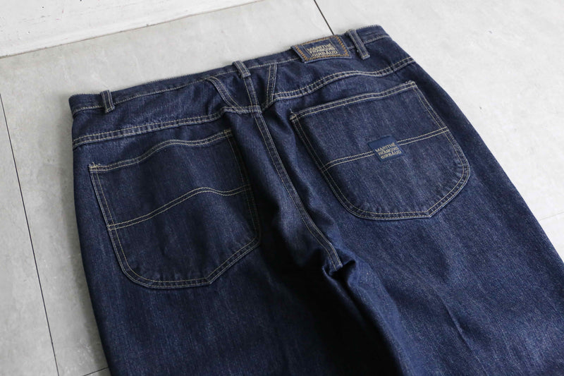 "MARITHE + FRANCOIS GIRBAUD" indigo blue tapered buggy denim