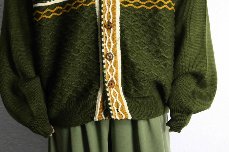moss green acryl 3D cardigan
