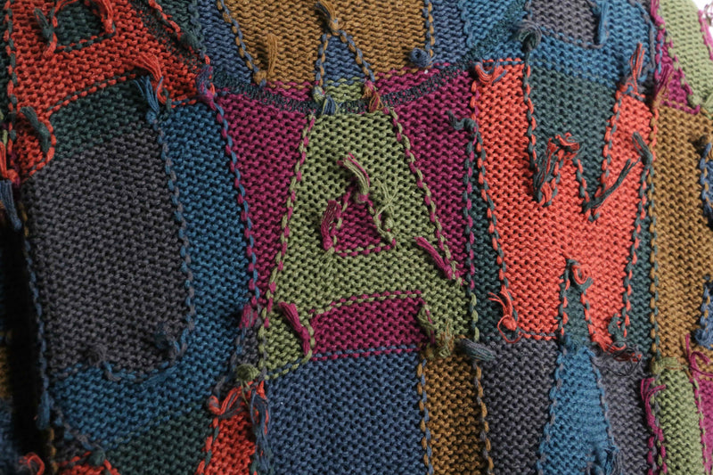 alphabet design colorful over size fringe knit