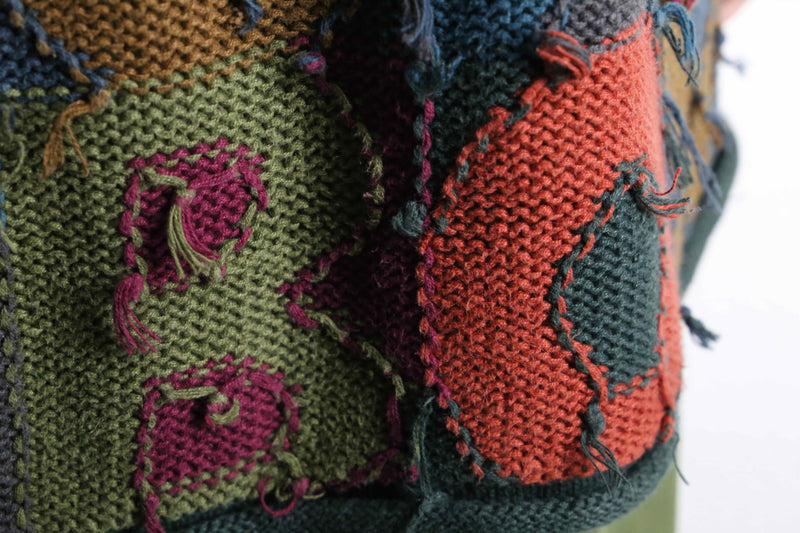 alphabet design colorful over size fringe knit