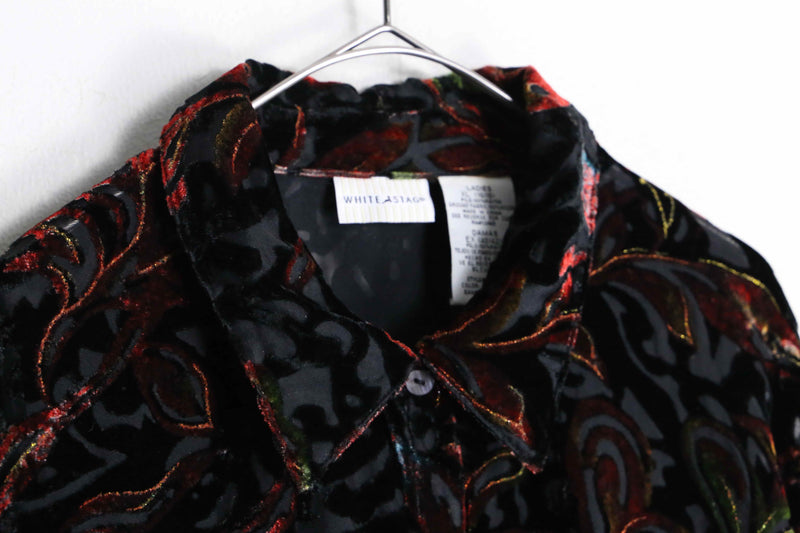 “WHITE STAG” rayon botanical design sheer shirt