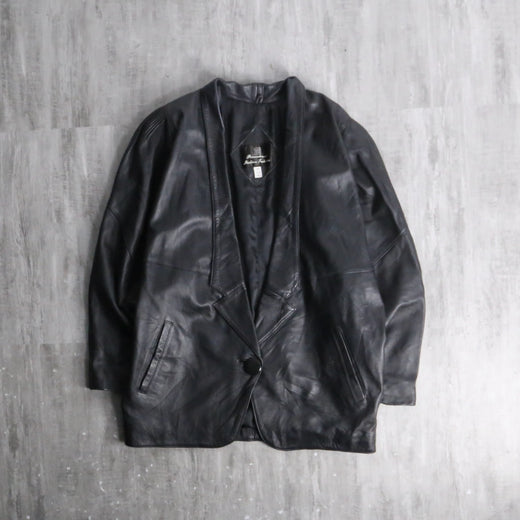 deformation dolman sleeve leather jacket
