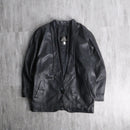 deformation dolman sleeve leather jacket