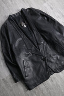 deformation dolman sleeve leather jacket