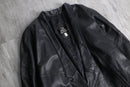 deformation dolman sleeve leather jacket