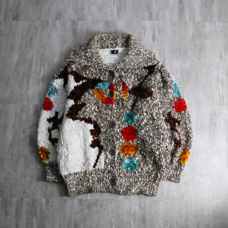 2000s PLAYBOY mulch textile melange knit jacket