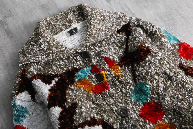 2000s PLAYBOY mulch textile melange knit jacket