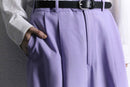 light purple color glen check 2tuck tapered slacks
