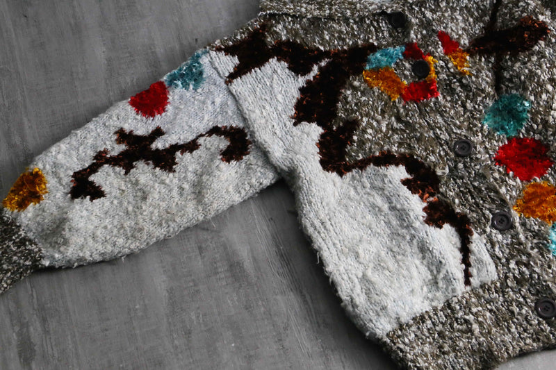 2000s PLAYBOY mulch textile melange knit jacket