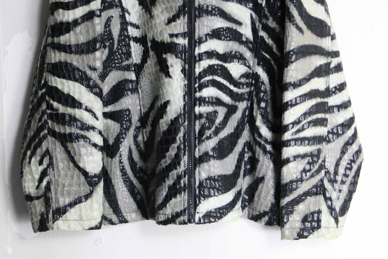 zebra full pattern nylon zip jacket