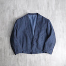 deep blue woven pattern short length jacket