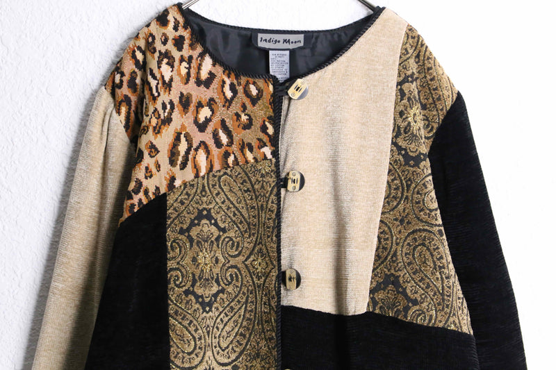 "Indigo Moon" various patterns patchwork jacket