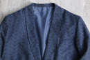 deep blue woven pattern short length jacket