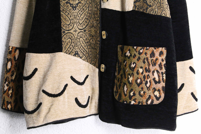 "Indigo Moon" various patterns patchwork jacket