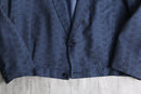deep blue woven pattern short length jacket