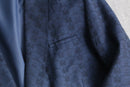 deep blue woven pattern short length jacket