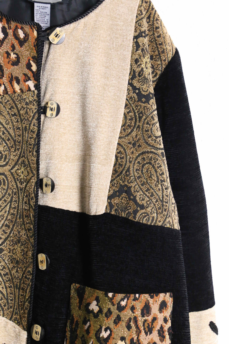 "Indigo Moon" various patterns patchwork jacket